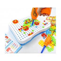 Edukacyjna Układanka,Puzzle,Klocki Kreatywna Mozaika, Wkrętarka 151 El Zestaw Konstrukcyjny 
