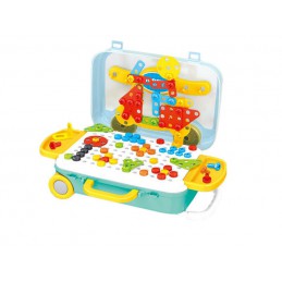 Układanka, Klocki, Kreatywna Mozaika, Wkrętarka 258 El. Walizka Na Kółkach Zestaw Konstrukcyjny