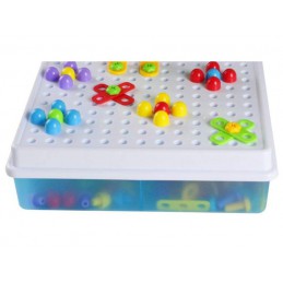 Kreatywna Mozaika, Układanka, Klocki 2w1, Wkrętak Śrubki Guziki 420 el.