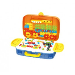 Kreatywna Mozaika W Walizce 258 el. Układanka 3D, Klocki, Wkrętarka Zestaw Konstrukcyjny