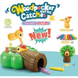 Gra zręcznościowa, Magnetyczny Dzięcioł I Robaczki - DRZEWKO Złap Robaczka  NOWA WERSJA