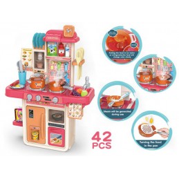 Multifunkcyjna Kuchnia Z Lodówką I Płytą Gazową, RÓŻOWA 42el.