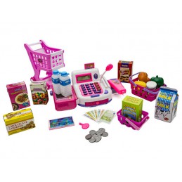 Edukacyjna kasa sklepowa- kalkulator, mikrofon, akcesoria