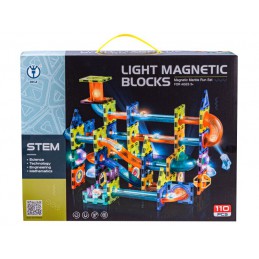 Świecące Klocki Magnetyczne, Tor Kulkowy Dla Kulek 110 Elementów Kulodrom
