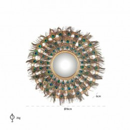 RICHMOND lustro ścienne MACYNN z piórami - złote