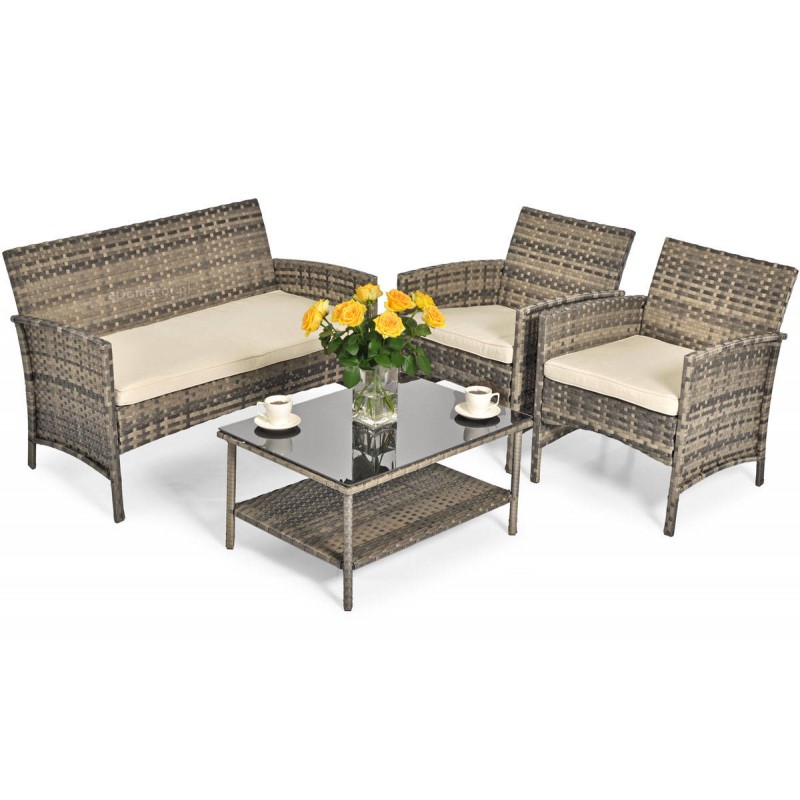 Meble ogrodowe wypoczynkowe MILANO z technorattanu - brązowe