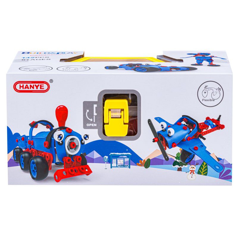 Klocki ELASTYCZNE Konstrukcyjne, Maszyny, Pojazdy, Auto, Samochód, Samolot, Pociąg Do Rozkręcania I Skręcania 6w1 142 El.