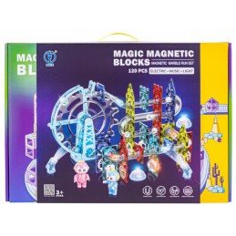 Świecące Klocki Magnetyczne, Tor Kulkowy Dla Kulek 120 Elementów Kulodrom