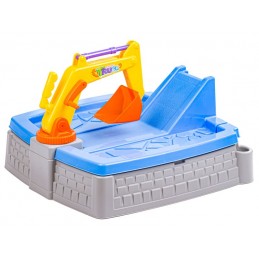 Piaskownica Zamek + Akcesoria, Koparka, Basen, Zjeżdżalnia