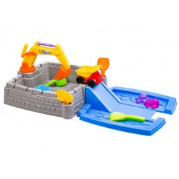 Piaskownica Zamek + Akcesoria, Koparka, Basen, Zjeżdżalnia