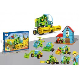 Klocki Konstrukcyjne ZESTAW ROLNIKA, FARMERA 153 El. Pojazdy Rolnicze, Kombajn, Stodoła, Traktor Do Rozkręcania I Skręcania 8