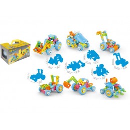 Kolorowe	Klocki Elastyczne, Konstrukcyjne 118 El., Koparka, Traktor, Pojazdy Budowlane Do Rozkręcania I Skręcania