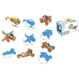 Klocki Elastyczne, Konstrukcyjne 136 El. Samochód, Auto, Quad, Helikopter, Samolot Do Rozkręcania I Skręcania 5w1