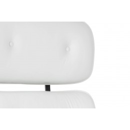 Fotel biurowy LOUNGE GUBERNATOR biały - sklejka orzech, skóra naturalna, stal polerowana