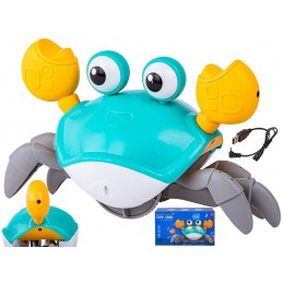 Uciekający Pełzający Krab, Interaktywna Zabawka, Świeci, Gra melodie Robot NIEBIESKI