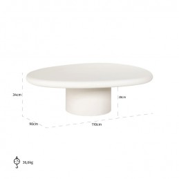 RICHMOND stolik kawowy BLOOMSTONE 110 biały