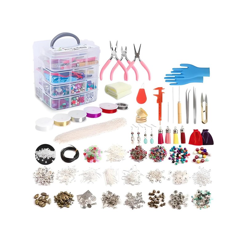 Zestaw Do Tworzenia Robienia Biżuterii, Bransoletek, Charmsy, Zawieszki, Koraliki 1960el. Kuferek