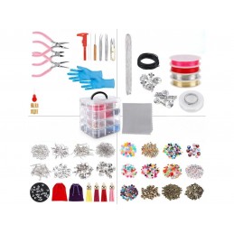 Zestaw Do Tworzenia Robienia Biżuterii, Bransoletek, Charmsy, Zawieszki, Koraliki 2062el. Kuferek