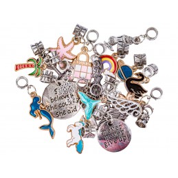 Zestaw Do Tworzenia Robienia Biżuterii, Bransoletek, Charmsy, Zawieszki, Koraliki w paski, MIX