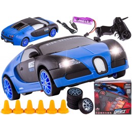 Samochód Do Driftu, Auto RC Drift 1:24 2,4 GHz 4WD CZARNO-NIEBIESKIE BUGATTI
