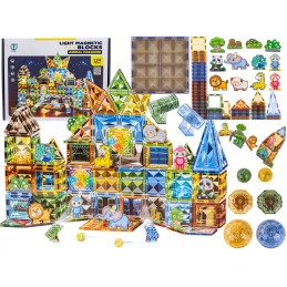 Konstrukcyjne Klocki Magnetyczne Świecące Elementy ZWIERZĘTA 124 El.