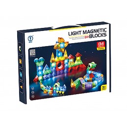 Klocki Magnetyczne, Konstrukcyjne, Świecące Elementy, Figury 3D 134 El.