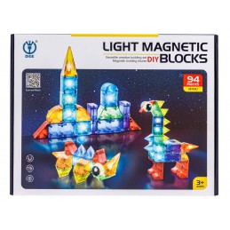 Klocki Magnetyczne, Konstrukcyjne, Świecące Elementy, Figury 3D 94 El.