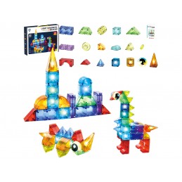 Klocki Magnetyczne, Konstrukcyjne, Świecące Elementy, Figury 3D 94 El.