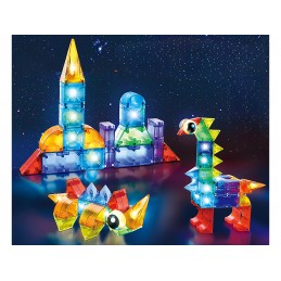 Klocki Magnetyczne, Konstrukcyjne, Świecące Elementy, Figury 3D 94 El.