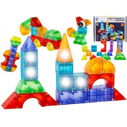 Klocki Magnetyczne, Konstrukcyjne, Świecące Elementy, Figury 3D 64 El.