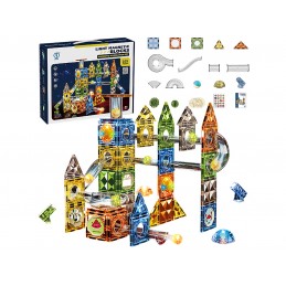 Klocki Magnetyczne Konstrukcyjne TOR KULKOWY Świecące Elementy 105 El. Kulodrom