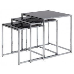 ACTONA zestaw stolików CROSS TRIO czarny - szkło, chrom