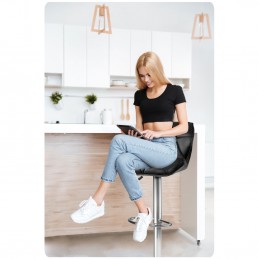 Hoker barowy z oparciem Castel czarny - 2 szt