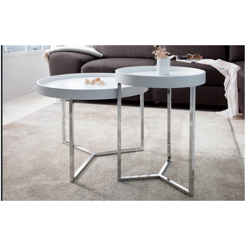 INVICTA stolik MODULAR 40 biały - podstawa chromowana