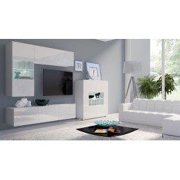 Meblościanka CALABRIA 3 biały / biały połysk