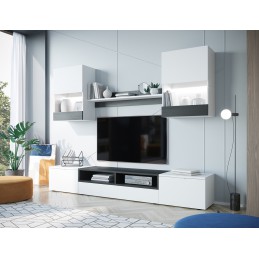 Nowoczesna meblościanka ALANI XL biały / sosna ciemna