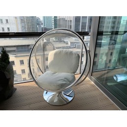 Fotel BUBBLE STAND 2 poduszka biała - akryl, chrom, ekoskóra