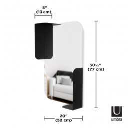 UMBRA lustro wnękowe z półkami ALCOVE czarne