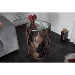 INVICTA stolik kawowy ABSTRACT 70 antik - rybia łuska, szkło, metal
