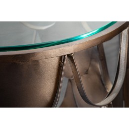 INVICTA stolik kawowy ABSTRACT 70 antik - rybia łuska, szkło, metal