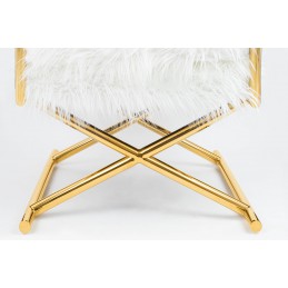 KARE fotel MR. FLUFFY biały / złoty