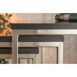 INVICTA zestaw stolików NEW ELEMENTS czarny - MDF, podstawa chromowana