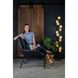 Fotel LAZY czarny ekoskóra - podstawa czarna