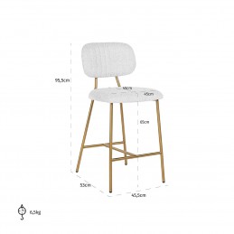 RICHMOND krzesło barowe XENIA 65 cm WHITE BOUCLÉ białe