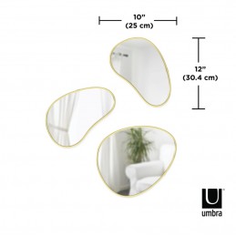 UMBRA zestaw trzech luster HUBBA złote