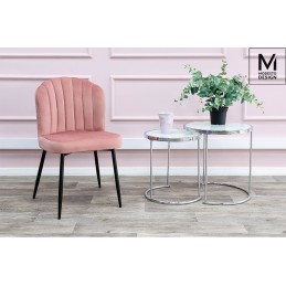 MODESTO krzesło RANGO różowe - welur, metal