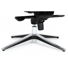 Fotel biurowy LOUNGE BUSINESS czarny z podnóżkiem - sklejka orzech, skóra naturalna, stal polerowana