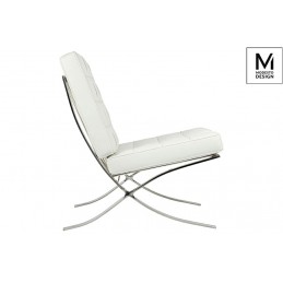 MODESTO fotel BARCELON biały - ekoskóra, stal polerowana