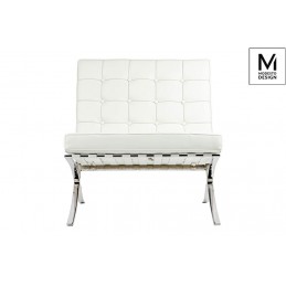 MODESTO fotel BARCELON biały - ekoskóra, stal polerowana